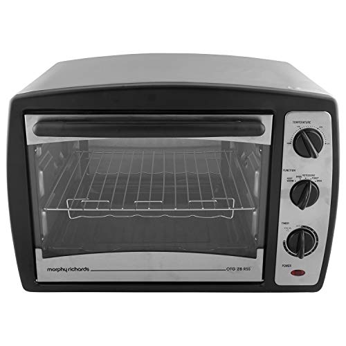 Morphy Richards Motorised Rotisserie Stay On Function Mirror Finish Door Stainless Steel Body Oven Toaster Griller RSS - 28 Liter (Black)